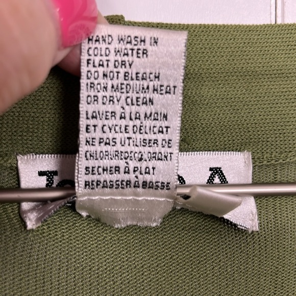 Joseph A. Womens Faux Wrap Sweater L Green Lightweight Side Ruching Classy Chic - Picture 3 of 12